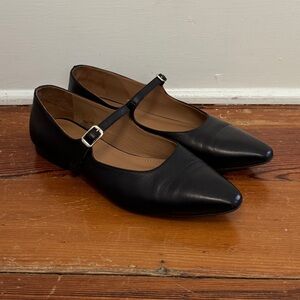 Flattered Camila Black Leather Mary Jane Flats Buckle Women's Sz 7 / EU 37 Spain